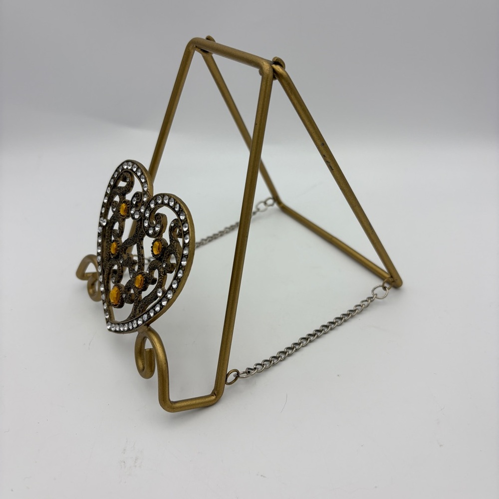 Vintage Gold Tone Tabletop Easel Display for Photos, Artwork, Plates, Books,…